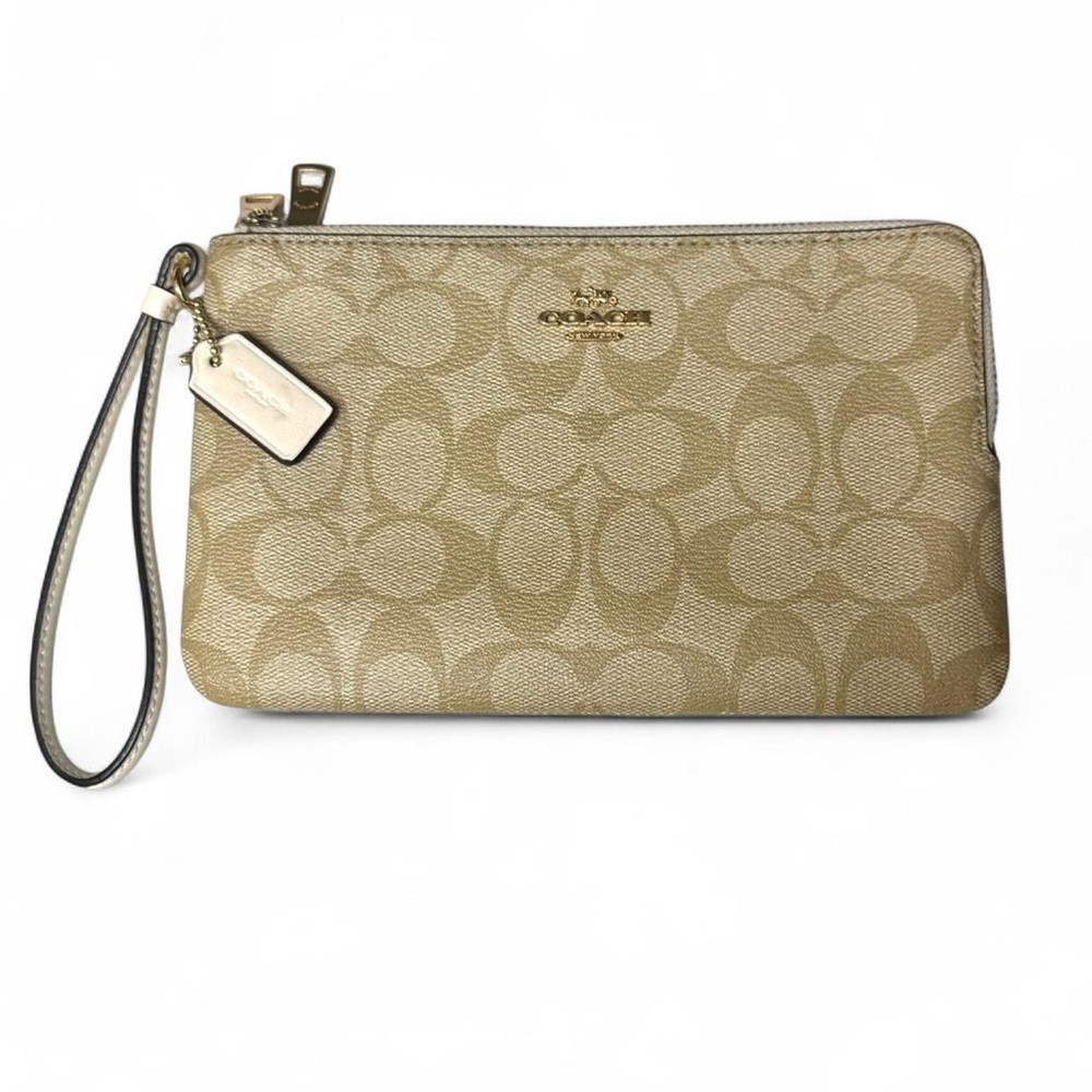 Coach Cream Gold Wristlet Clutch